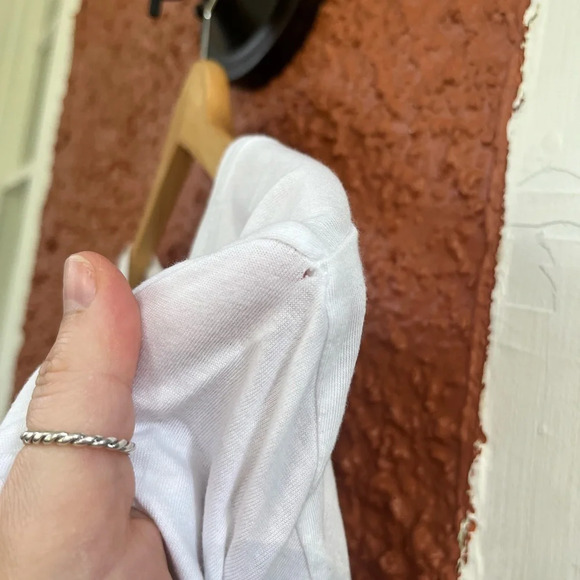 Lauren Ralph Lauren Beach Cotton Blend Shirt White Sequined Logo Size Medium - Picture 7 of 7